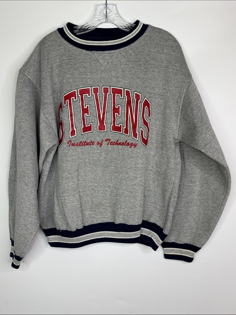 Vintage BAC Stevens Institute Of Technology Crewneck Gray Sweatshirt Medium 90s